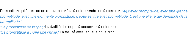 Définition promptitude ACAD 1932
