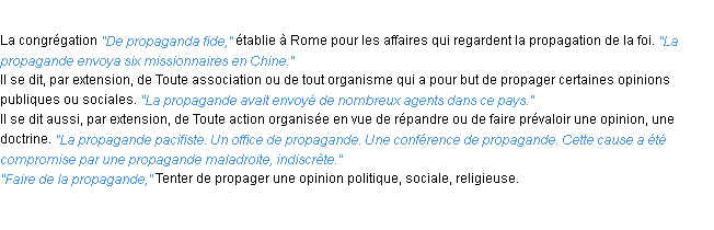 Définition propagande ACAD 1932