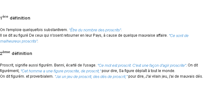 Définition proscrit ACAD 1798