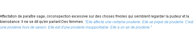Définition pruderie ACAD 1835