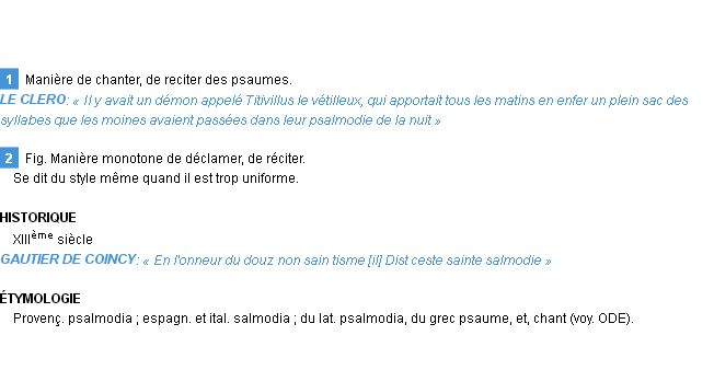 Définition psalmodie Emile Littré