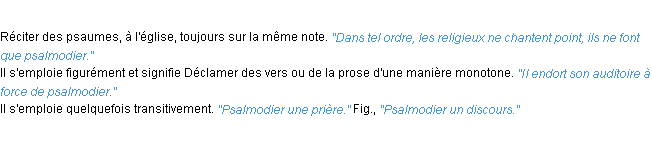 Définition psalmodier ACAD 1932