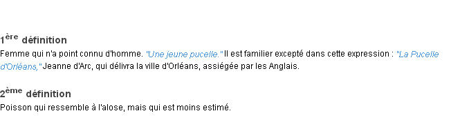 Définition pucelle ACAD 1932