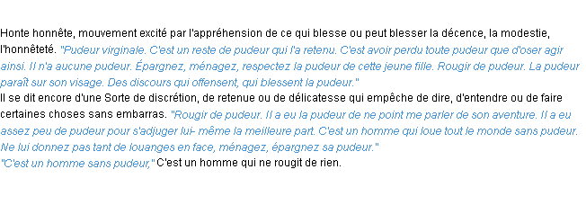 Définition pudeur ACAD 1932