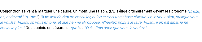 Définition puisque ACAD 1932
