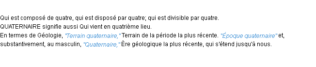 Définition quaternaire ACAD 1932