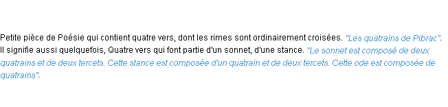 Définition quatrain ACAD 1798