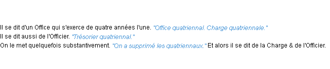 Définition quatriennal ACAD 1762