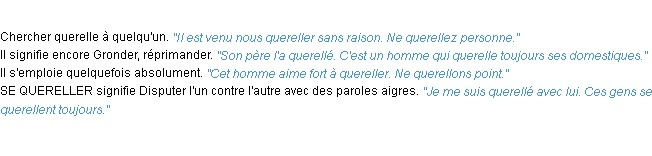 Définition quereller ACAD 1932