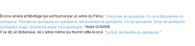 Définition quinquina ACAD 1835