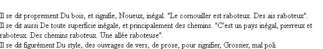 Définition raboteux ACAD 1798