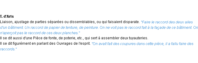Définition raccord ACAD 1932
