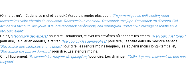 Définition raccourcir ACAD 1798
