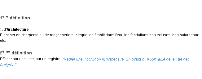 Définition radier ACAD 1932