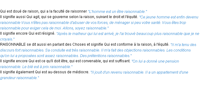 Définition raisonnable ACAD 1932