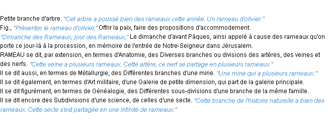 Définition rameau ACAD 1932