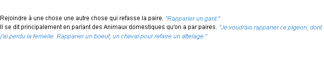 Définition rapparier ACAD 1932