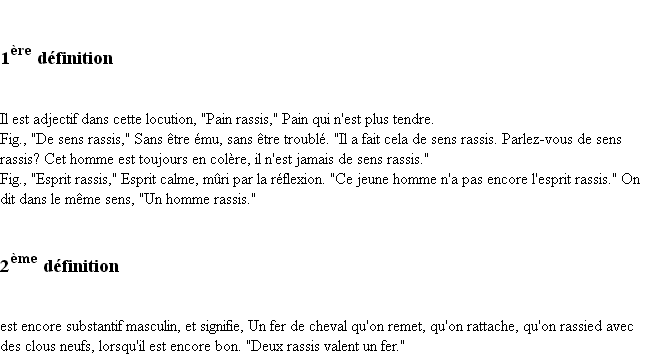 Définition rassis ACAD 1835