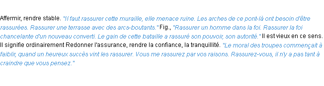 Définition rassurer ACAD 1932