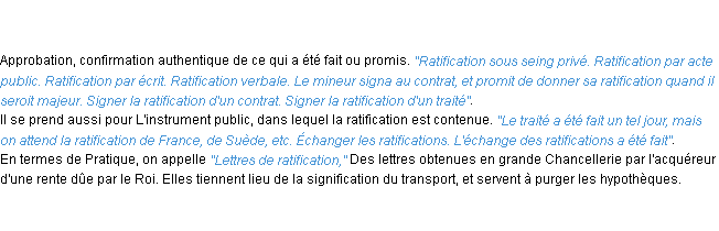 Définition ratification ACAD 1798