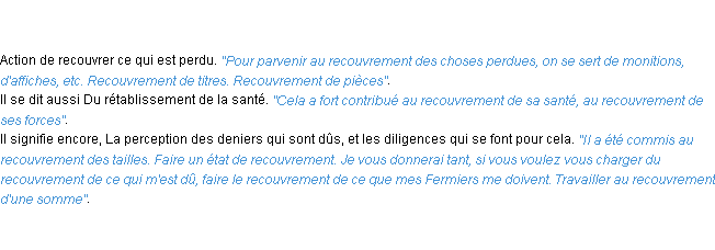 Définition recouvrement ACAD 1798