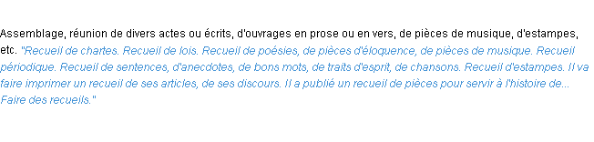 Définition recueil ACAD 1932