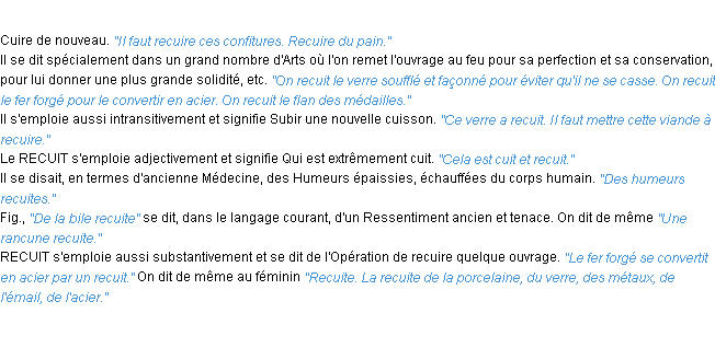 Définition recuire ACAD 1932
