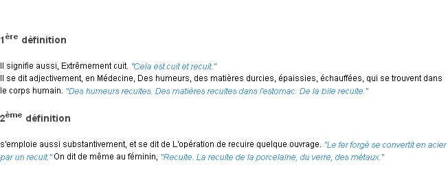 Définition recuit ACAD 1835