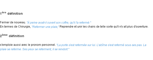 Définition refermer ACAD 1835