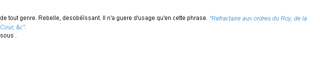 Définition refractaire ACAD 1694