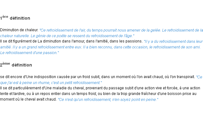 Définition refroidissement ACAD 1835