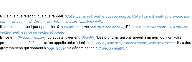 Définition relatif ACAD 1835