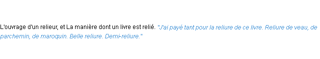 Définition reliure ACAD 1835