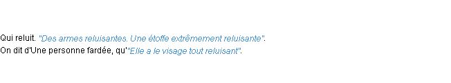 Définition reluisant ACAD 1798