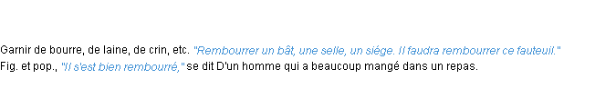 Définition rembourrer ACAD 1835