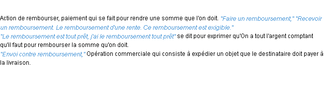Définition remboursement ACAD 1932