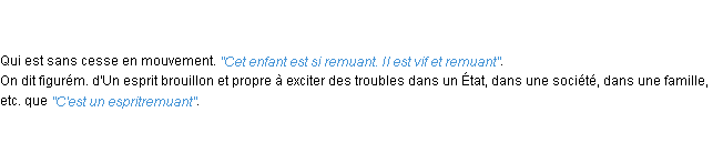 Définition remuant ACAD 1798