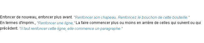 Définition renfoncer ACAD 1835