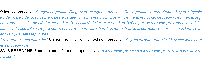 Définition reproche ACAD 1932
