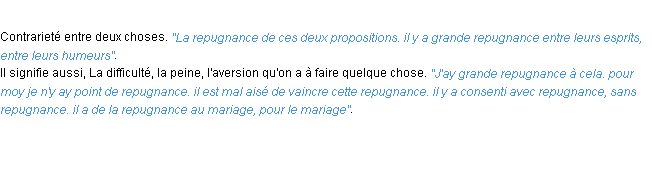 Définition repugnance ACAD 1694