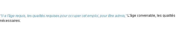 Définition requis ACAD 1835