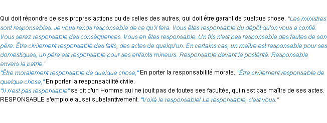 Définition responsable ACAD 1932