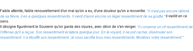 Définition ressentiment ACAD 1932