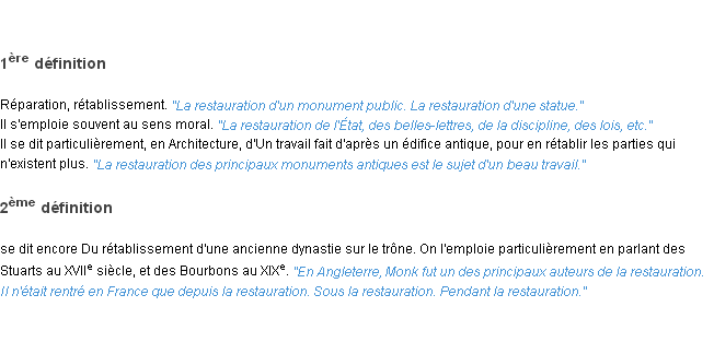 Définition restauration ACAD 1835