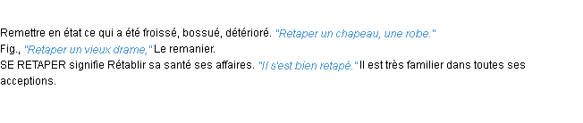 Définition retaper ACAD 1932