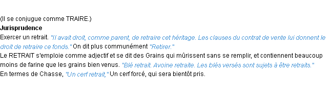 Définition retraire ACAD 1932