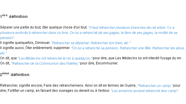Définition retrancher ACAD 1798