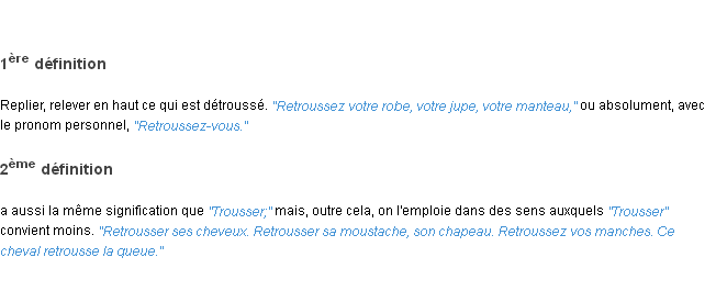 Définition retrousser ACAD 1835