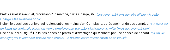 Définition revenant-bon ACAD 1798