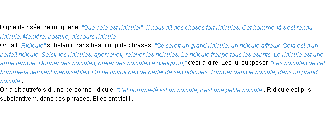 Définition ridicule ACAD 1798